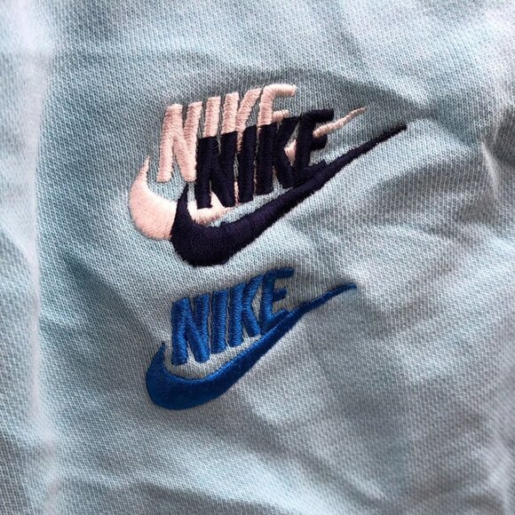 Nike Woman's Athletic Sweatshorts Medium All Over Branding Futura Blue Drawstrin - Picture 9 of 15